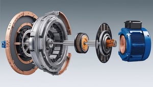 Explodedview of a permanent magnet synchronous motor PMSM, focusing on rotor magnets and windings(LR)